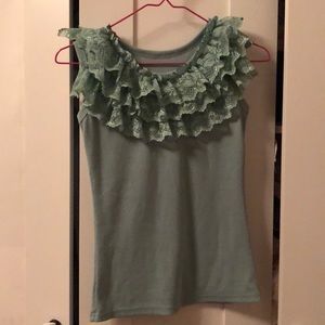 Green Ruffle Tank Top